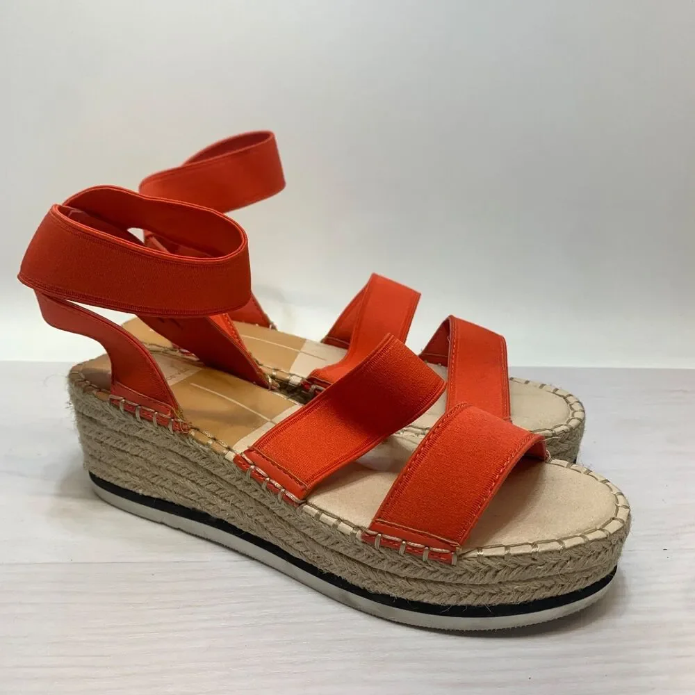 Dolce Vita Women’s Lury Orange Elastic Platform‎ Espadrilles Sandals Size 8.5